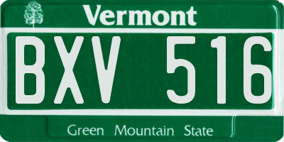 VT license plate BXV516