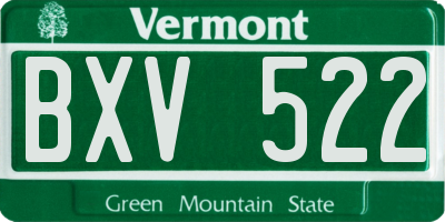 VT license plate BXV522
