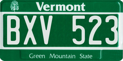 VT license plate BXV523