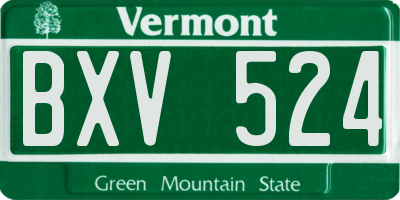 VT license plate BXV524