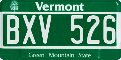 VT license plate BXV526