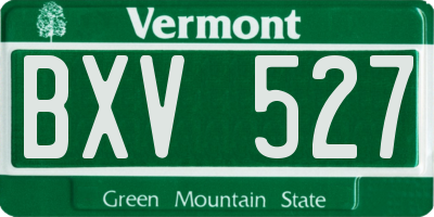 VT license plate BXV527