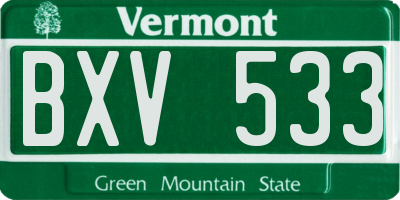 VT license plate BXV533