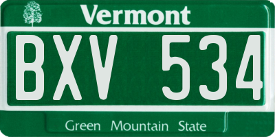 VT license plate BXV534