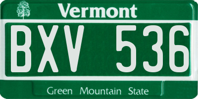 VT license plate BXV536