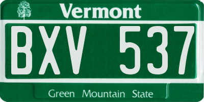 VT license plate BXV537