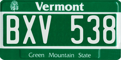 VT license plate BXV538