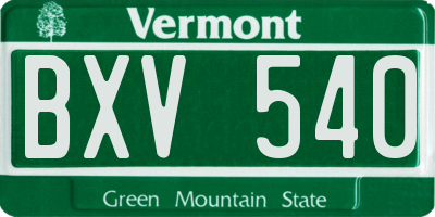 VT license plate BXV540