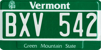 VT license plate BXV542