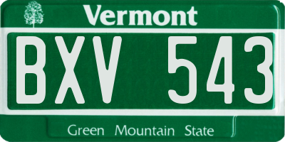 VT license plate BXV543