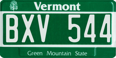 VT license plate BXV544