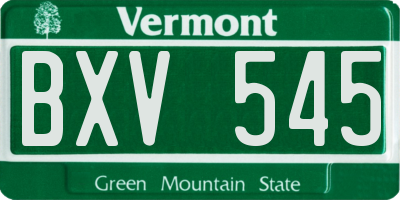 VT license plate BXV545