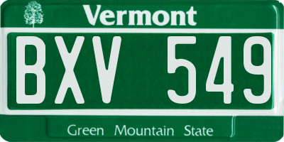 VT license plate BXV549