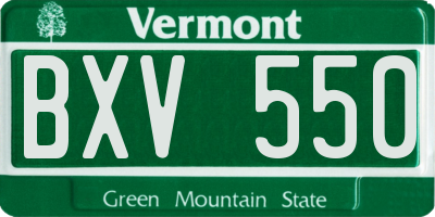 VT license plate BXV550