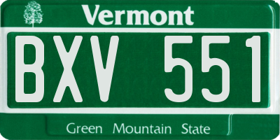 VT license plate BXV551