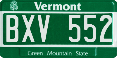 VT license plate BXV552
