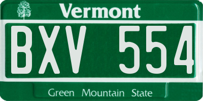 VT license plate BXV554