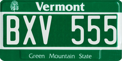VT license plate BXV555