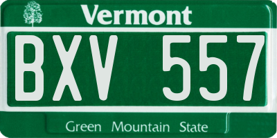 VT license plate BXV557