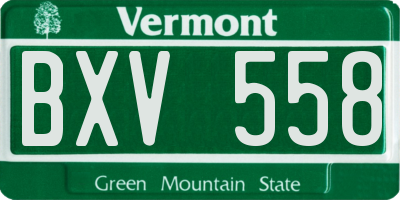 VT license plate BXV558