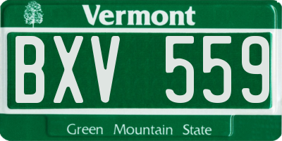VT license plate BXV559