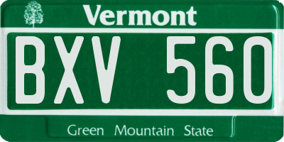 VT license plate BXV560