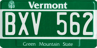 VT license plate BXV562