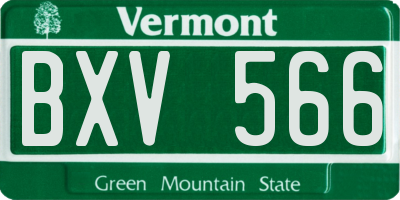 VT license plate BXV566