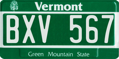 VT license plate BXV567