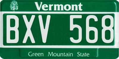 VT license plate BXV568