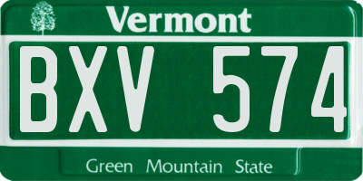 VT license plate BXV574