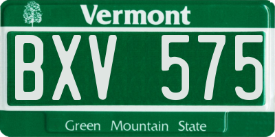 VT license plate BXV575