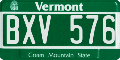 VT license plate BXV576