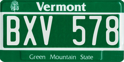 VT license plate BXV578
