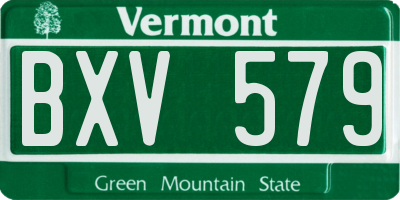 VT license plate BXV579