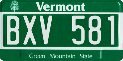 VT license plate BXV581