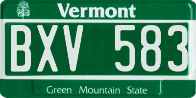 VT license plate BXV583