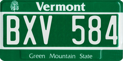 VT license plate BXV584