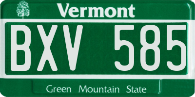 VT license plate BXV585