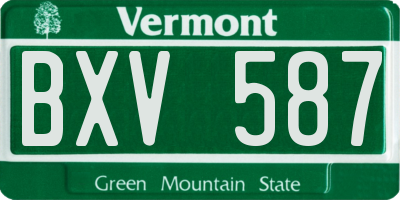 VT license plate BXV587