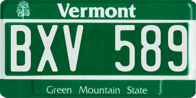 VT license plate BXV589