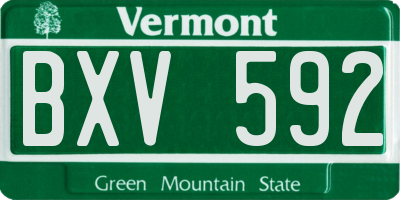 VT license plate BXV592