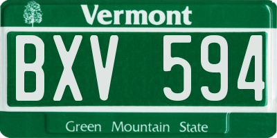 VT license plate BXV594
