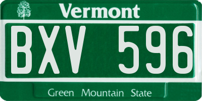 VT license plate BXV596