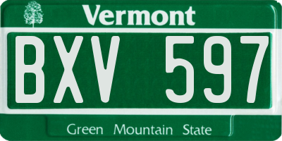 VT license plate BXV597
