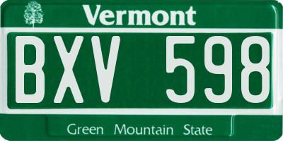 VT license plate BXV598