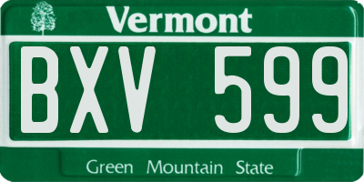 VT license plate BXV599