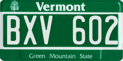 VT license plate BXV602