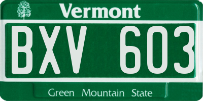 VT license plate BXV603
