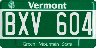 VT license plate BXV604